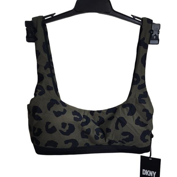 DKNY Green Leopard Square Neck Bikini Swim Top, NWT, Small - Picture 2 of 5